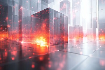 Wall Mural - Futuristic Digital City Architecture