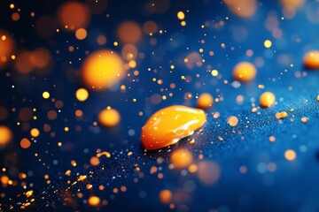 Wall Mural - orange liquid drops on dark surface - abstract art