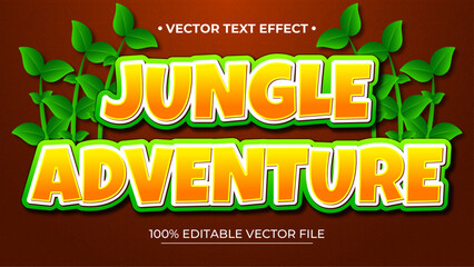 Poster - Jungle adventure Editable text Effect Comic Cartoon Quest Game tittle 3D Style