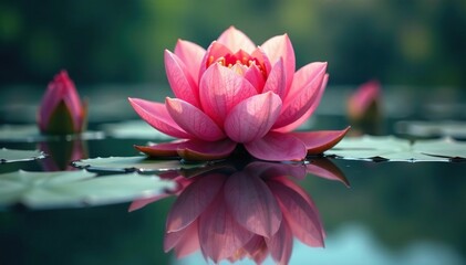 Wall Mural - intricate floral design reflected on calm lake surface, water, illustration, beauty