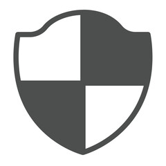 Fototapete - Security guard antivirus emblem solid icon, windows pack concept. Vector graphics. Windows defender shield, protection sign on white background, glyph style icon for mobile or web design.