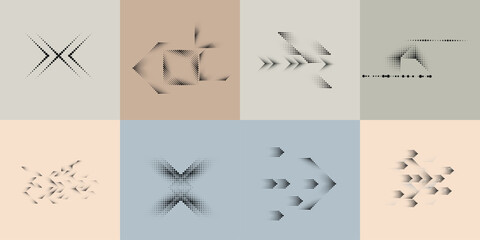 Poster - art composition with halftone dots .modern art design .neutral color stripes .transition dots. geome