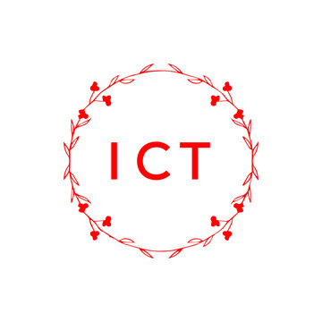 ICT creative minimalist letter logo.