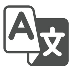 Poster - Translator app solid icon, windows pack concept. Vector graphics. Translate program, languages sign on white background, glyph style icon for mobile or web design.