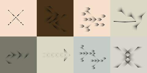 Poster - art composition with halftone dots .modern art design .neutral color stripes .transition dots. geome