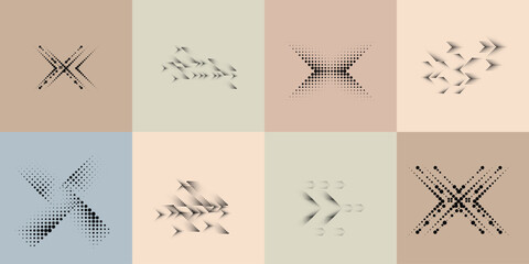 Poster - art composition with halftone dots .modern art design .neutral color stripes .transition dots. geome