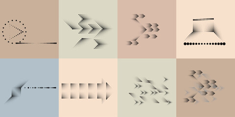 Poster - art composition with halftone dots .modern art design .neutral color stripes .transition dots. geome