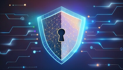 binary code with shield and lock for security concept