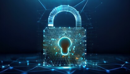 binary code with shield and lock for security concept