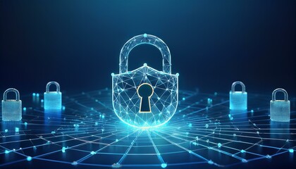 binary code with shield and lock for security concept