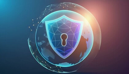 binary code with shield and lock for security concept