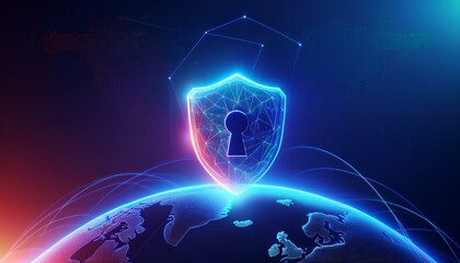 binary code with shield and lock for security concept