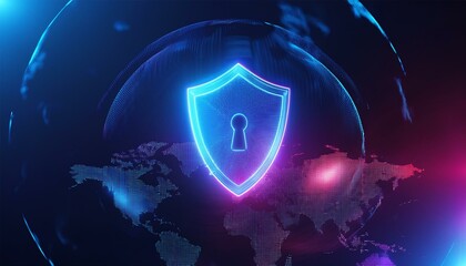 binary code with shield and lock for security concept