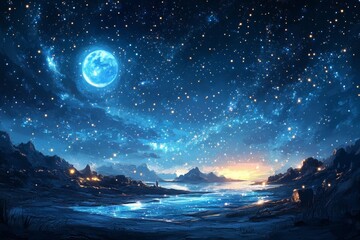Wall Mural - magical night sky landscape
