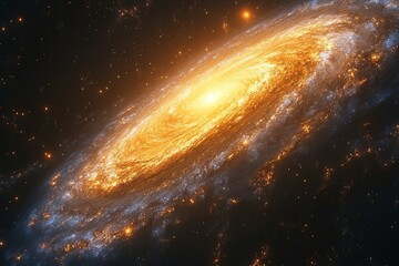Wall Mural - golden spiral galaxy in deep space
