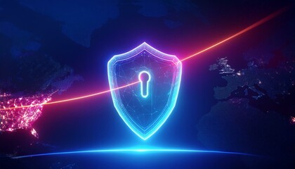 binary code with shield and lock for security concept