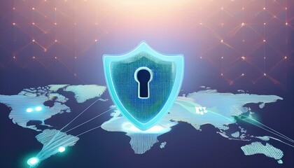 binary code with shield and lock for security concept