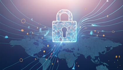 binary code with shield and lock for security concept