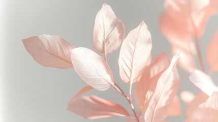 Poster - Soft pastel leaves gently sway in warm light, creating an atmosphere of calmness and peace. The gentle hues embody the essence of nature's beauty within a cozy space