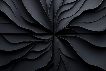 Poster - Black paper folds create intricate swirling patterns in design