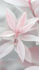 Poster - A close-up view reveals delicate pink and white leaves unfurling against a softly blurred background. The gentle colors evoke a tranquil atmosphere, celebrating nature's beauty