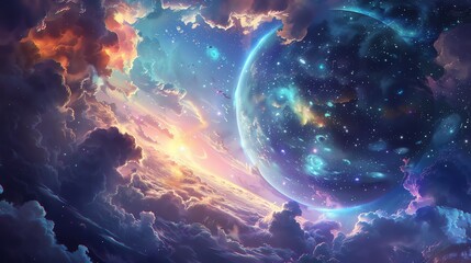 Wall Mural - the image is a beautiful depiction of aç•°æ˜ÿé›². the colors are vibrant and the details are amazing