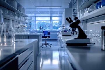 Poster - Modern laboratory equipped with scientific instruments and glassware for research activities