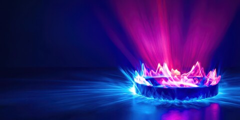 Poster - A blue and pink light show with a purple crown in the center