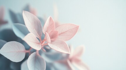 Fototapete - Delicate pastel-colored leaves stretch outwards, illuminated by soft natural light in a calming indoor garden, inviting moments of peaceful reflection