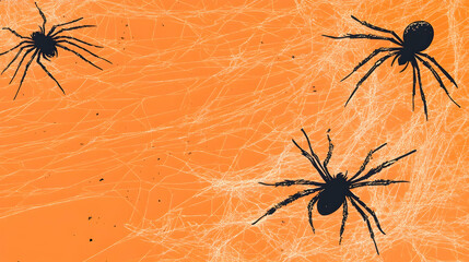 halloween spiders web orange background design