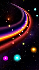 Poster - A colorful line with many small dots. The dots are in different colors. 