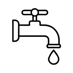 Poster - Water faucet dripping vector illustration plumbing fixture tap with water droplet icon design outline 100