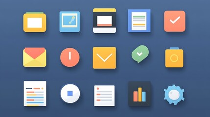 Poster - Set of vibrant flat design icons perfect for any digital project includes various common UI element.