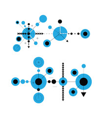 Poster - Technology and Engineering Blueprint Design Element Set Line Art. Graphic design elements and resources vector art, tech, science and computing