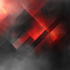 Poster - Abstract Red and Black Geometric Nebula