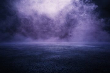 Aufkleber - Dramatic Purple Fog with Spotlight on Rough Surface Background for Stage Presentation and Spectral Display and Dreamy Atmosphere