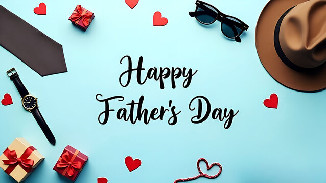 Elegant Father's Day Card with Classic Dad-Themed Elements & Heartfelt Message