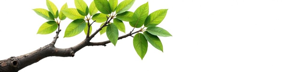 Wall Mural - Single large branch on white background with trunk, nature, single,