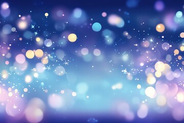 Poster - Sparkling Golden and Blue Bokeh Light Effect on a Dreamy Gradient Background for Festive Holiday Season Celebrations and Magical Night Design with Glitter