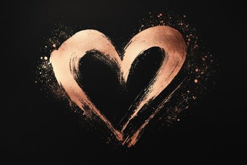 Fototapete - Sparkling Golden Heart on Dark Backdrop for Valentine's Day Celebration Romantic Love Symbol with Glitter Texture Shimmer and Abstract Design Element