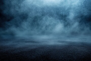 Poster - Textured Blue Mist and Light with Asphalt Ground Creates an Atmospheric Effect for a Dramatic Background