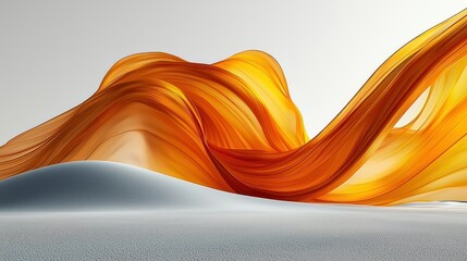 Poster - Abstract Orange Wave Landscape: A Digital Art Piece
