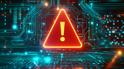Poster - System warning alert notification on futuristic electronic circuit board