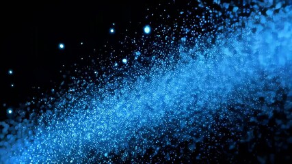 Wall Mural - abstract blue background with bubbles, dynamic blue particles dance against a dark backdrop, creatin