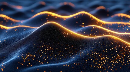 Poster - Abstract Glowing Waves: Digital Art