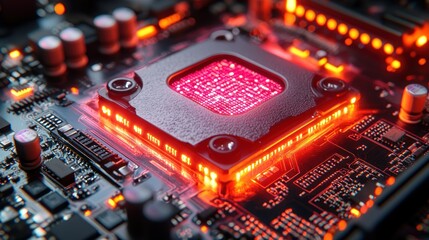 Poster - Illuminated CPU: A Close-Up of a Computer Processor