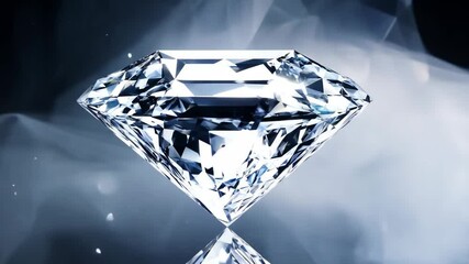 Aufkleber - A diamond is shown in a gray background. The diamond is cut and polished. The diamond is the center of the image