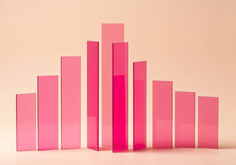 Poster - Colored glass bars arranged in ascending and descending order on a light background. The bars are translucent and reflect light creating a visually appealing pattern