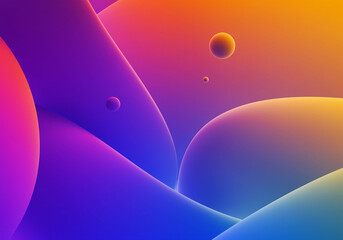Poster - Abstract shapes background with vibrant gradient colors and smooth curves. Abstract background features colorful spheres and dynamic lines creating a modern design