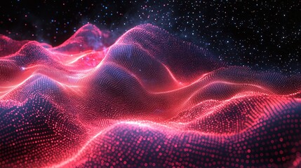 Poster - Abstract Red and Blue Digital Landscape